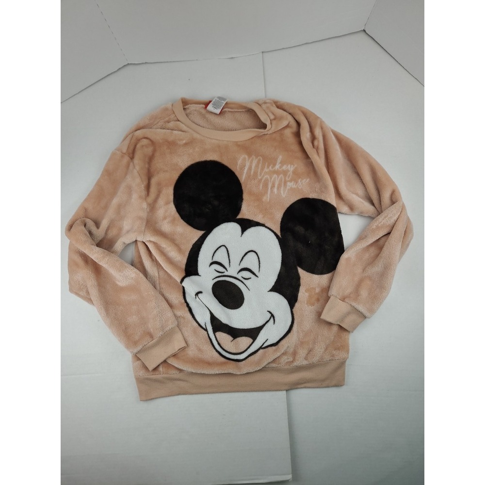 Disney Mickey Mouse Sweatshirt Pink Peach Youth Size Medium Shirt Long Sleeve